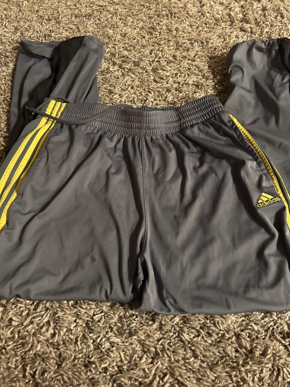 adidas Gray Shorts with Yellow Stripe Accent